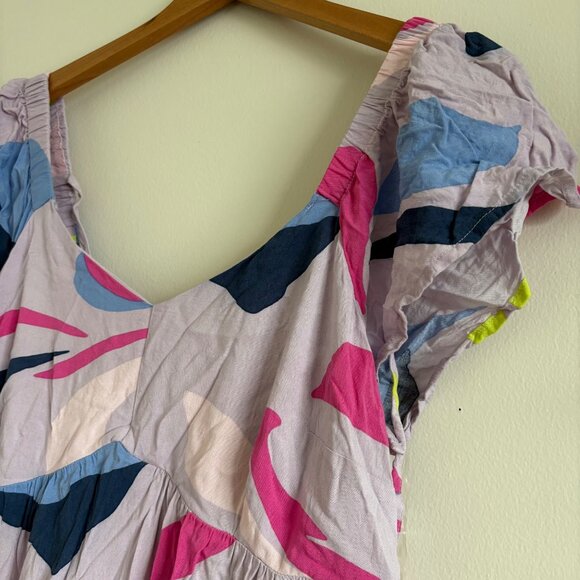 Isabel Maternity Short Sleeve V-Neck Tie Back Maxi Dress Multi Women’s Size L - Picture 5 of 9